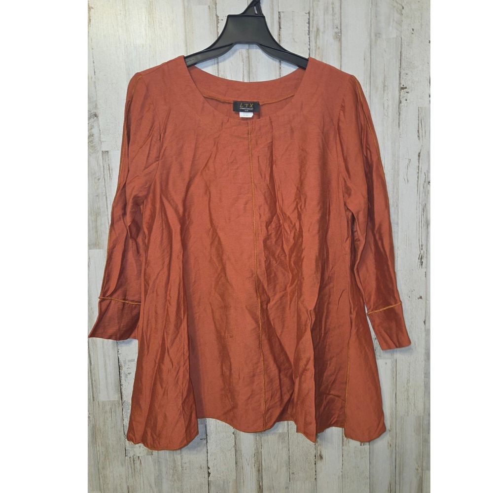 LTX Sportswear USA S/M Tunic Top Flare 3/4 sleeve Red Orange